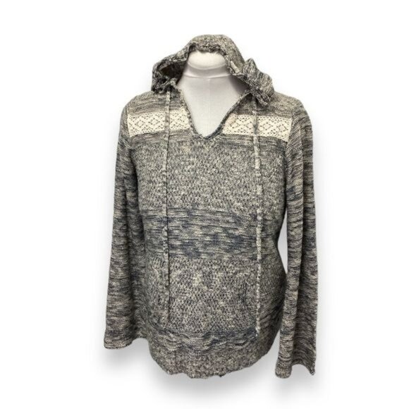One World Women’s Long Sleeve V Neck Sweater Hoodie, Blue, size PL - Picture 1 of 8